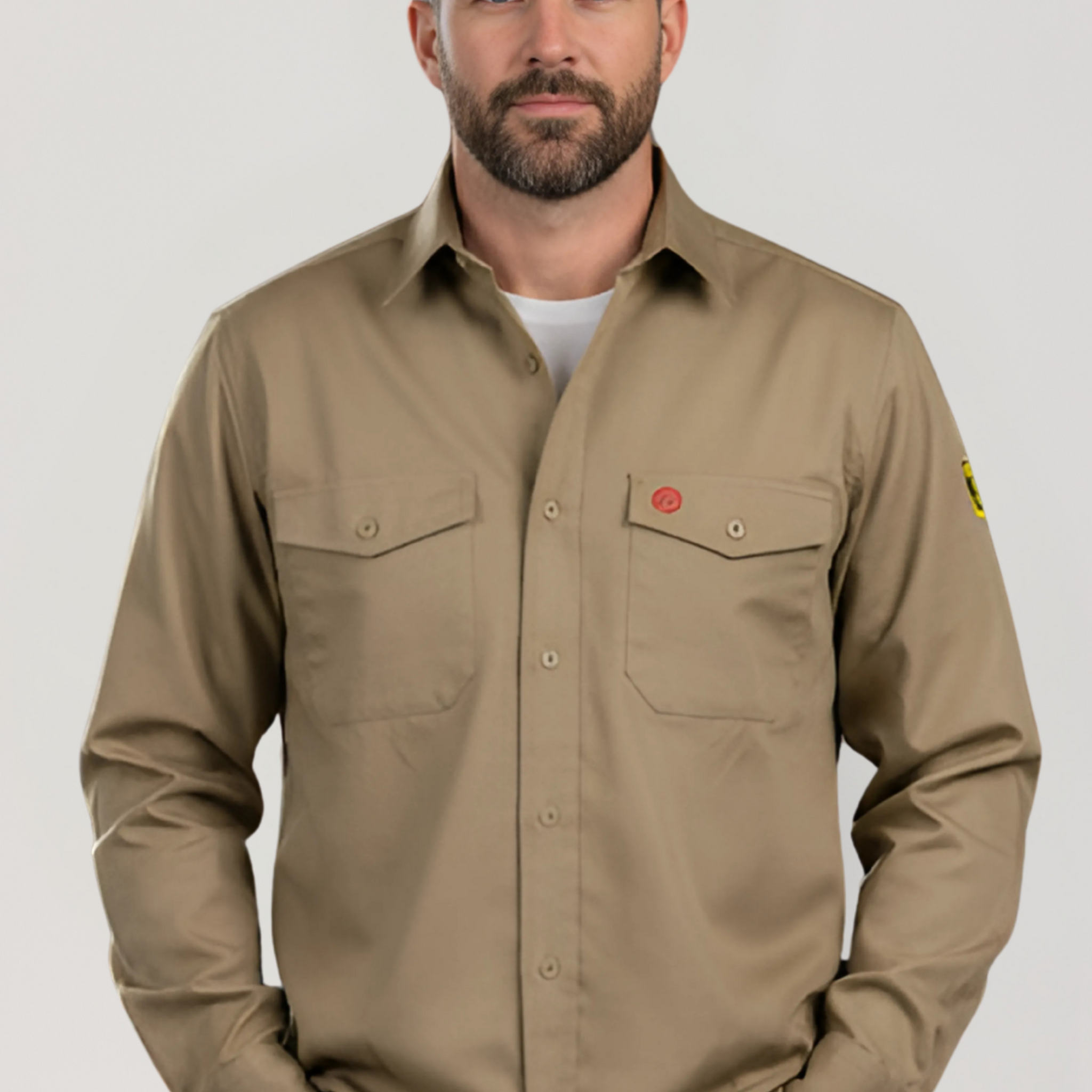 NKE FR SHIELD WORK BUTTON SHIRT - KHAKI