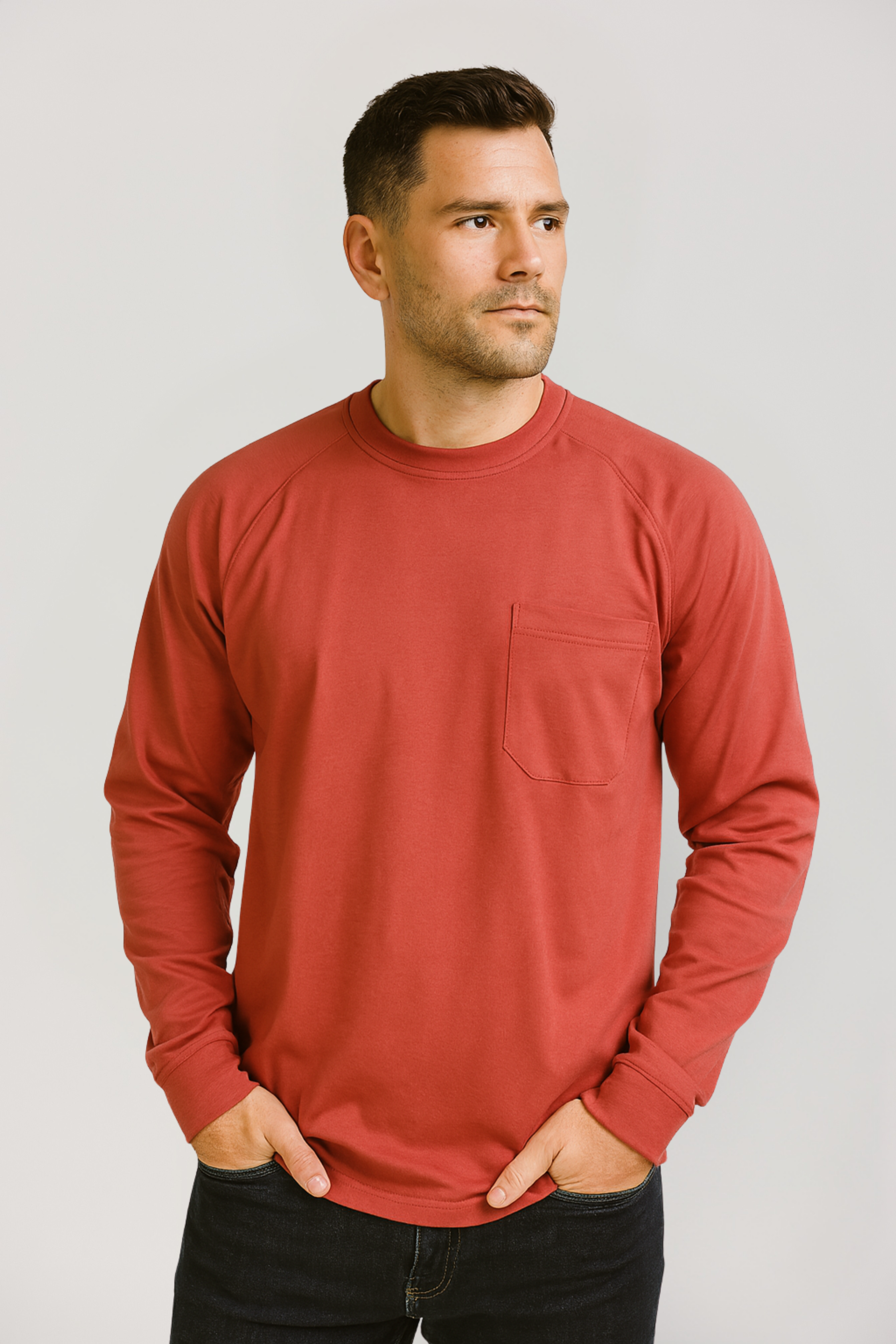 NKE FR LONG SLEEVE T-SHIRT - BURGUNDY