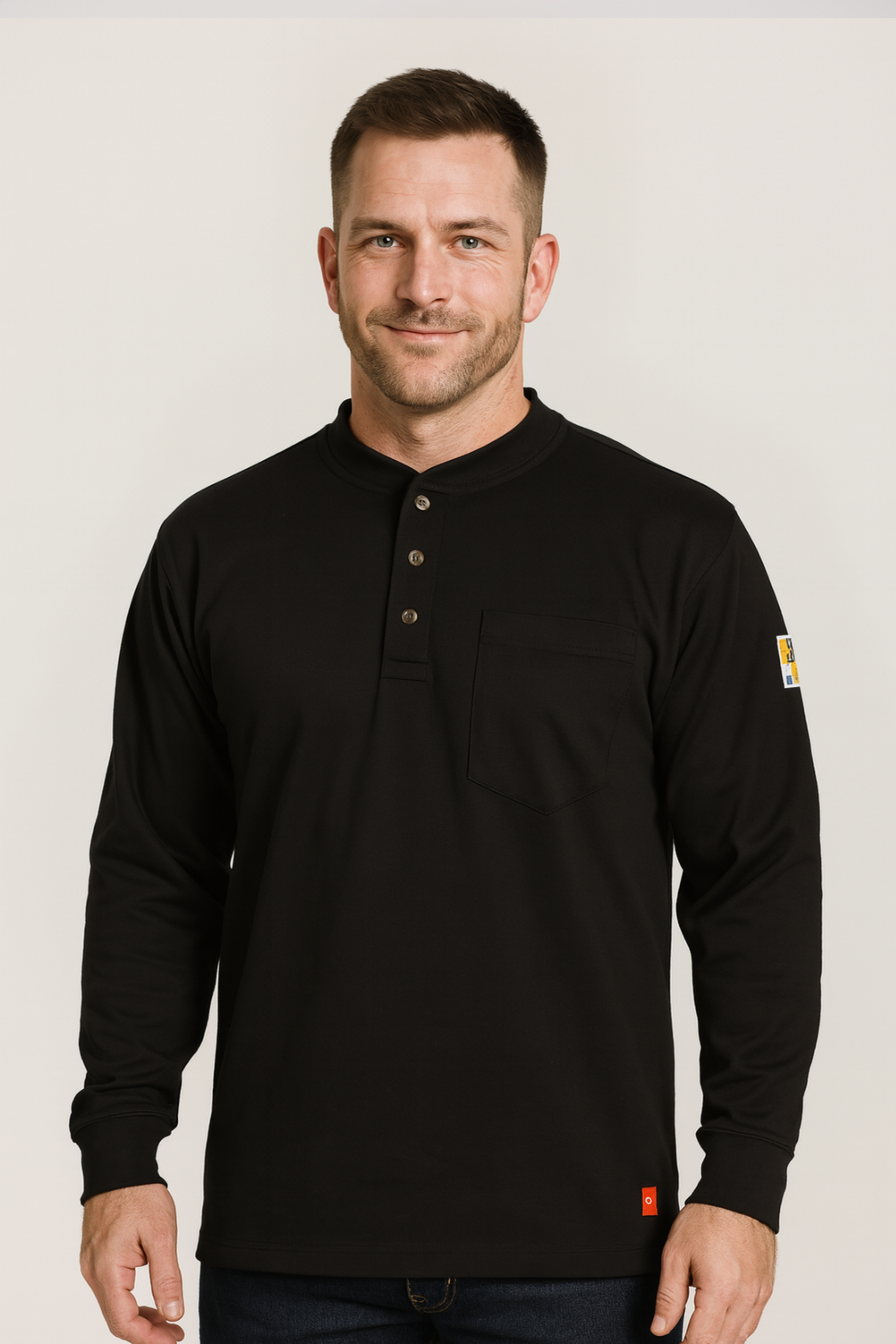 Black Henley Long Sleeve T Shirt Mens - Henley T Shirt