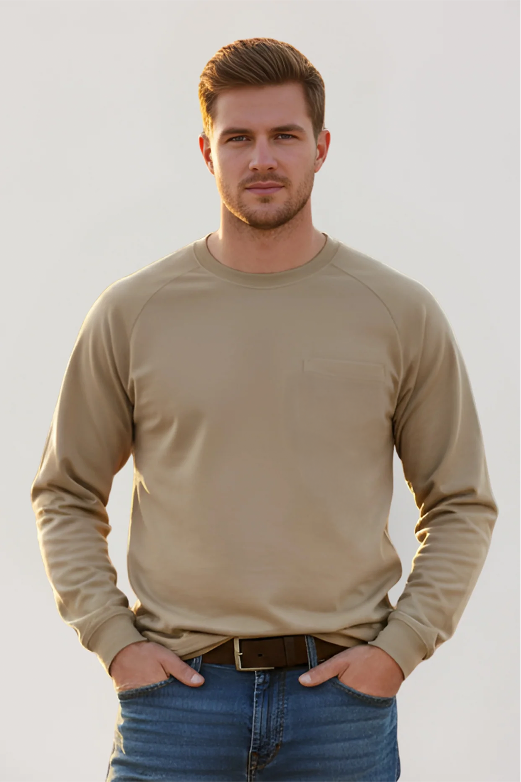 NKE FR LIGHTWEIGHT CREWNECK TEE - SAND