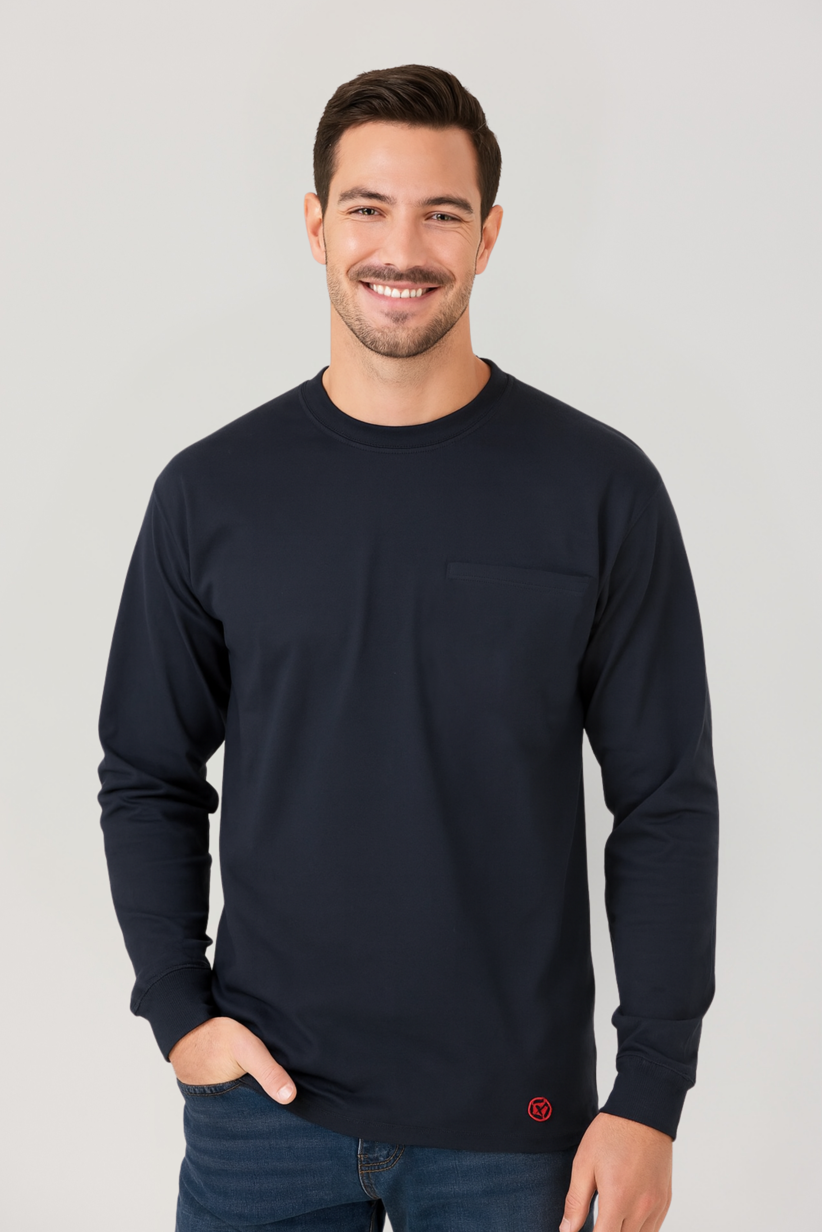 NKE FR LIGHTWEIGHT CREWNECK TEE - NAVY