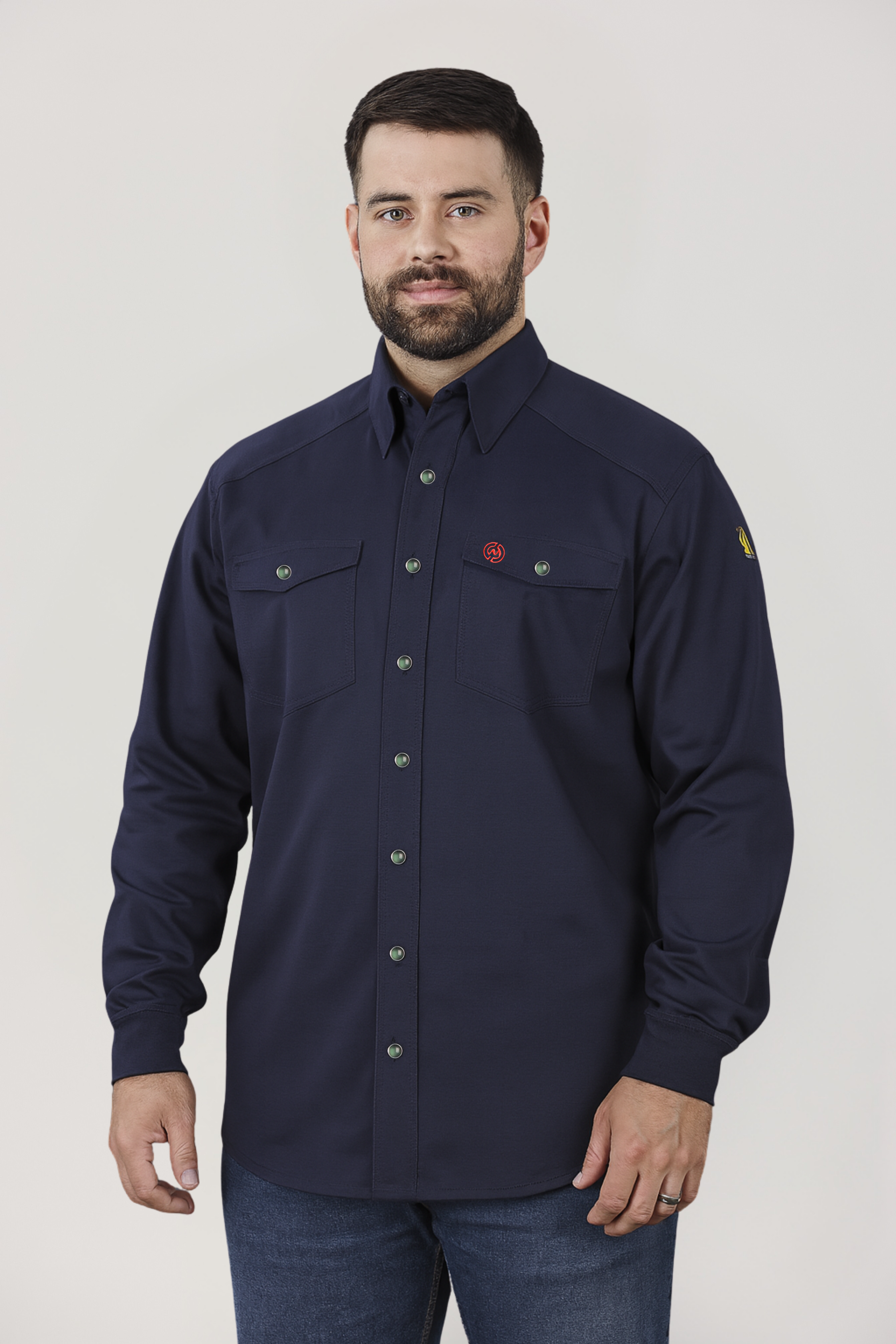 Buy FR Shirts for Men – Navy FR Snap Button Shirt Online
