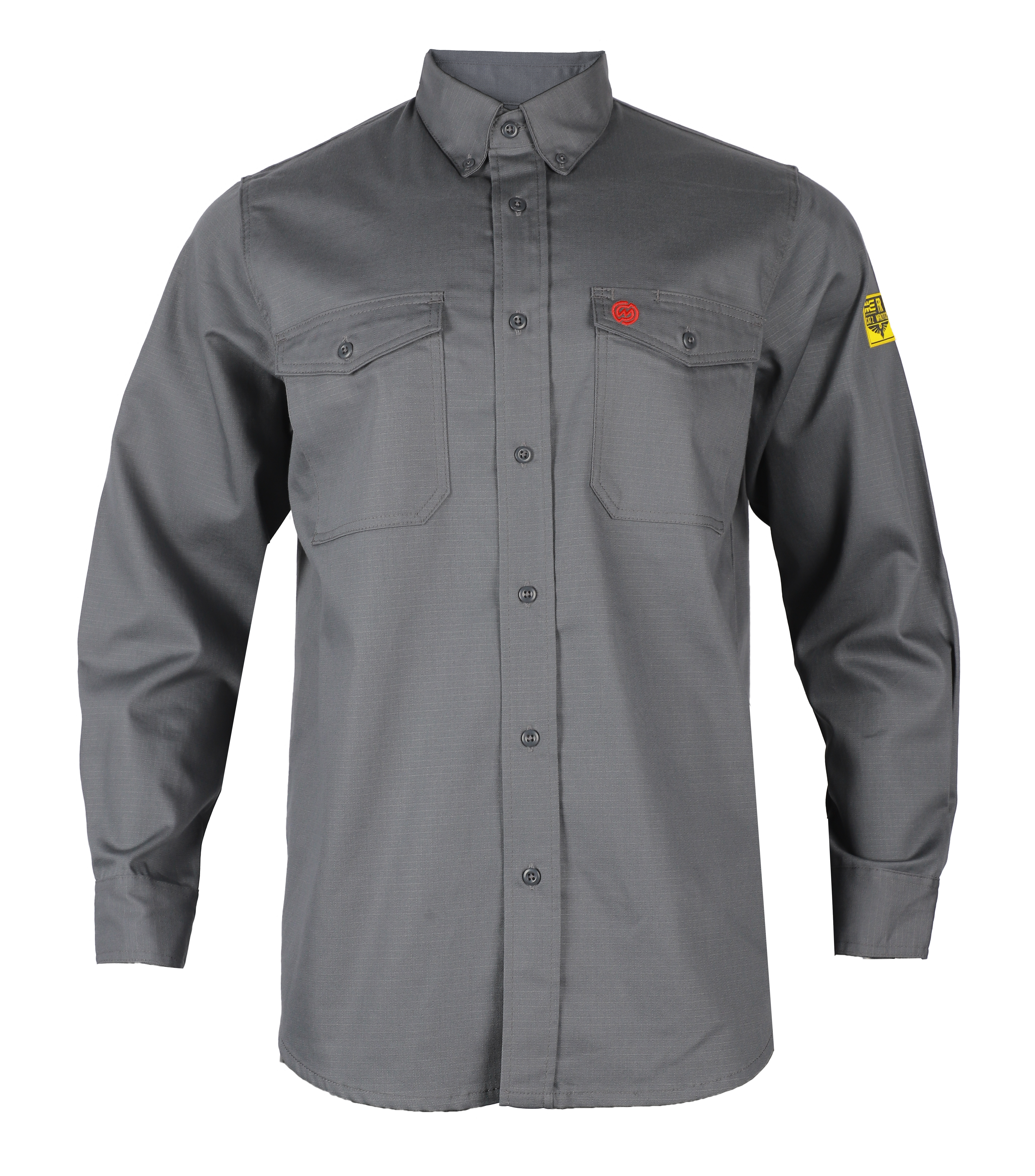 Grey FR Long Sleeve Button Down Shirt - NKE Safety Apparel Grey FR Long Sleeve Button Down Shirt - NKE Safety Apparel