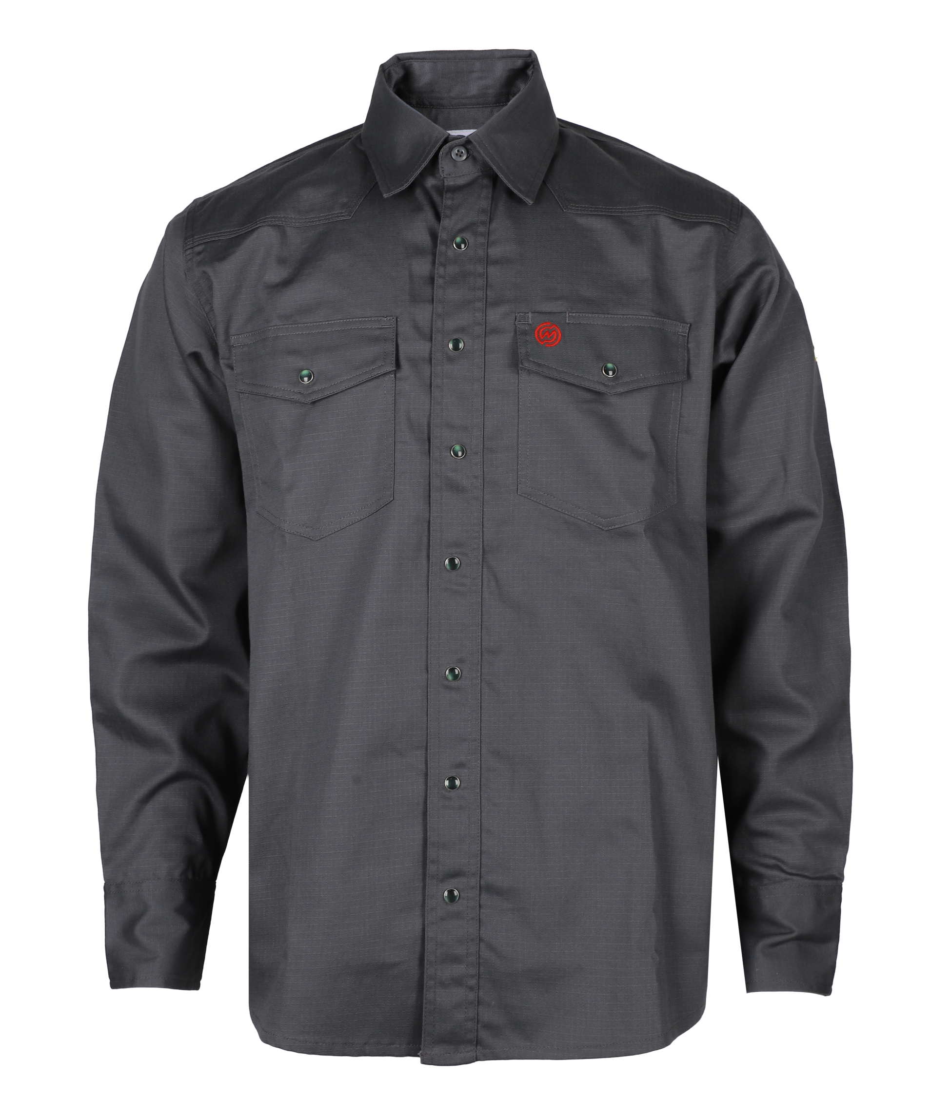NKE FR BLACK EAGLE CREST WORK SNAP SHIRT - GREY