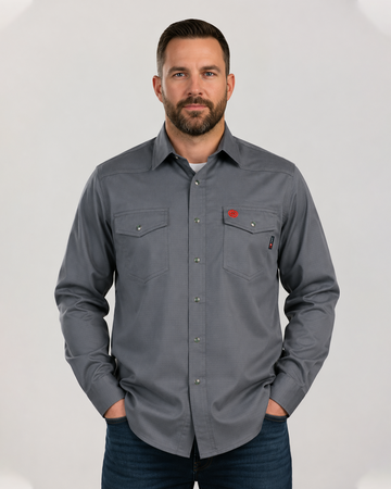 NKE FR EDGE RIPSTOP SNAP SHIRT - GREY