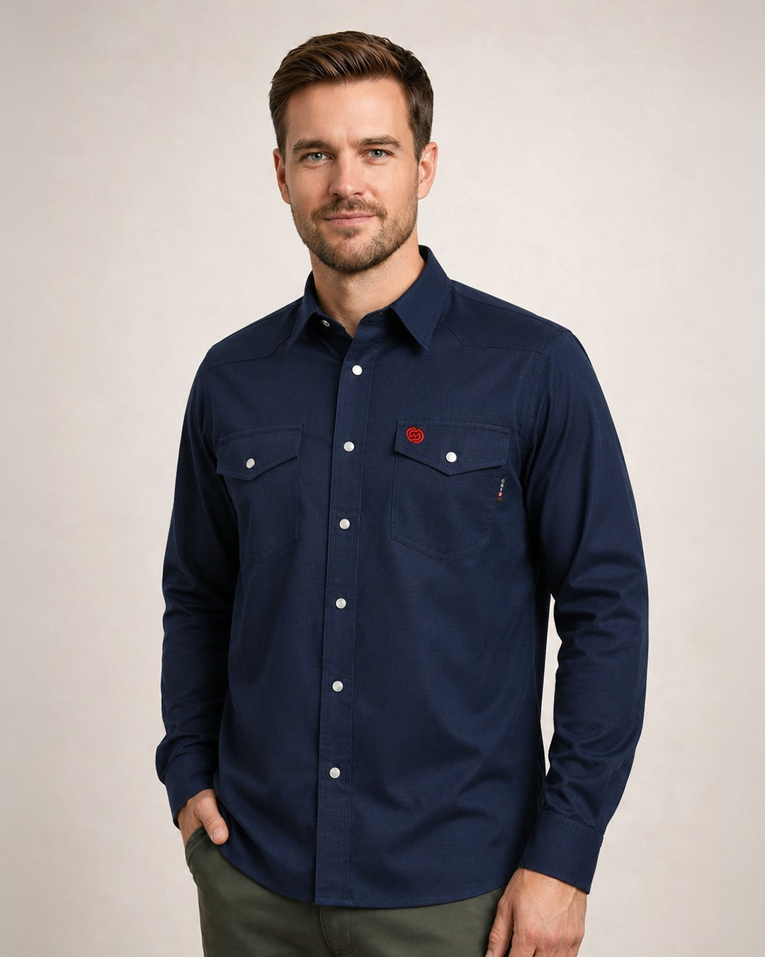 NKE FR EDGE RIPSTOP SNAP SHIRT - NAVY