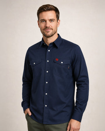 NKE FR EDGE RIPSTOP SNAP SHIRT - NAVY