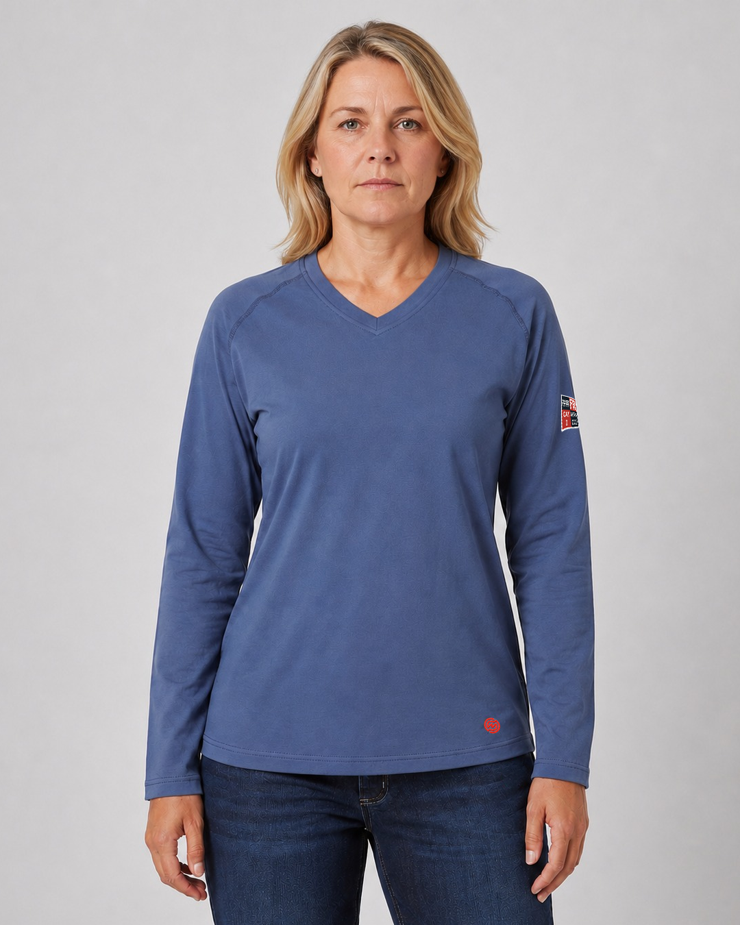 NKE FR LADIES V NECK TEE - MIDDLE BLUE