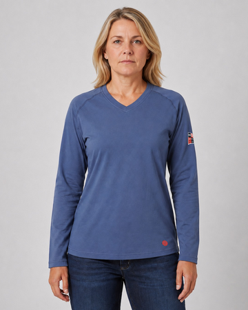 NKE FR LADIES V NECK TEE - MIDDLE BLUE